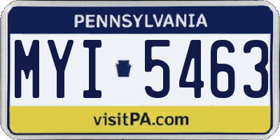 PA license plate MYI5463