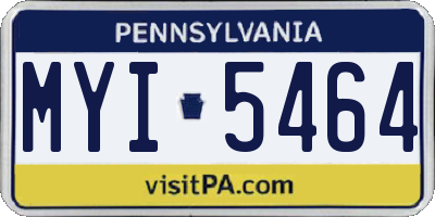 PA license plate MYI5464