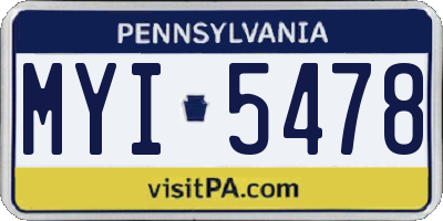 PA license plate MYI5478