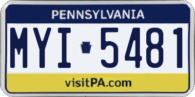 PA license plate MYI5481