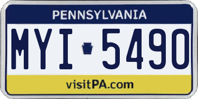 PA license plate MYI5490