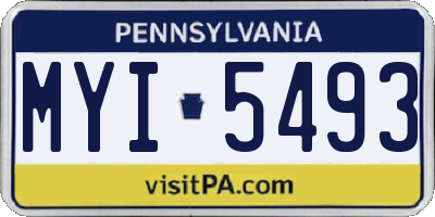 PA license plate MYI5493