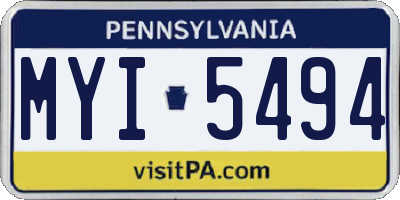 PA license plate MYI5494