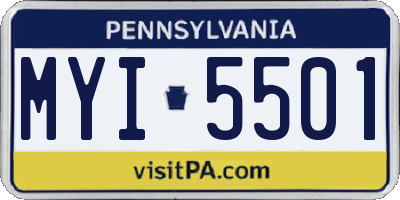 PA license plate MYI5501