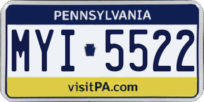 PA license plate MYI5522