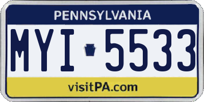 PA license plate MYI5533