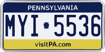 PA license plate MYI5536