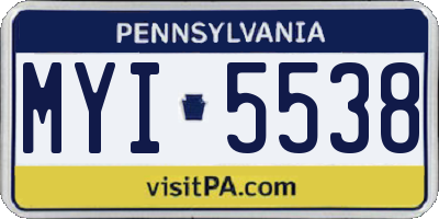 PA license plate MYI5538
