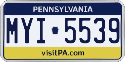 PA license plate MYI5539