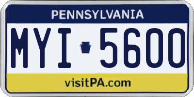 PA license plate MYI5600