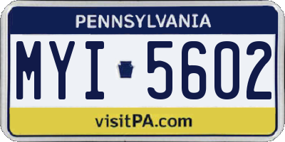 PA license plate MYI5602