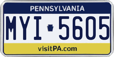 PA license plate MYI5605