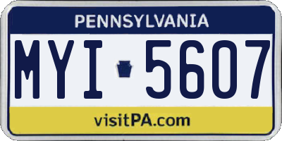 PA license plate MYI5607