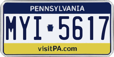 PA license plate MYI5617