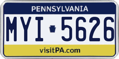 PA license plate MYI5626