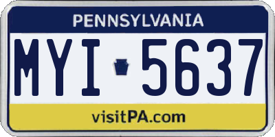 PA license plate MYI5637