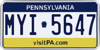 PA license plate MYI5647