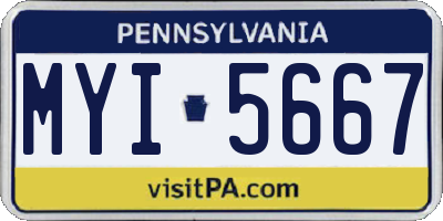 PA license plate MYI5667