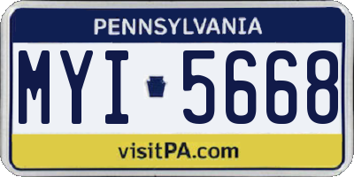 PA license plate MYI5668