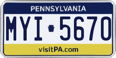 PA license plate MYI5670