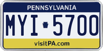 PA license plate MYI5700