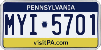 PA license plate MYI5701