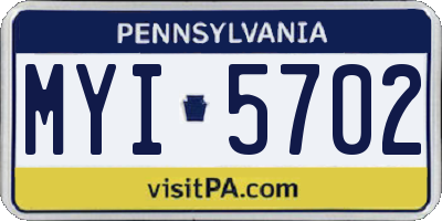 PA license plate MYI5702