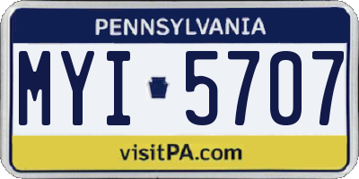PA license plate MYI5707