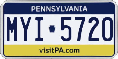 PA license plate MYI5720