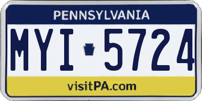 PA license plate MYI5724