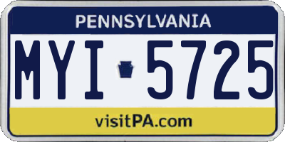 PA license plate MYI5725