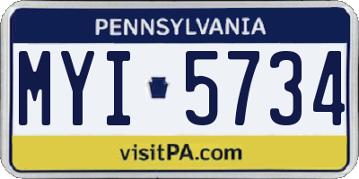 PA license plate MYI5734