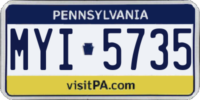 PA license plate MYI5735