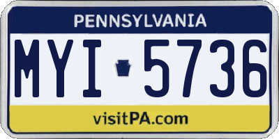 PA license plate MYI5736