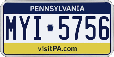 PA license plate MYI5756
