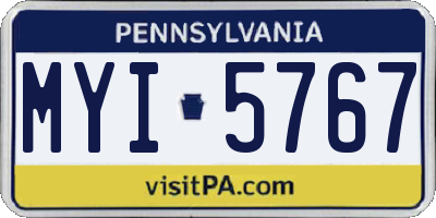 PA license plate MYI5767