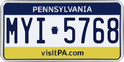 PA license plate MYI5768