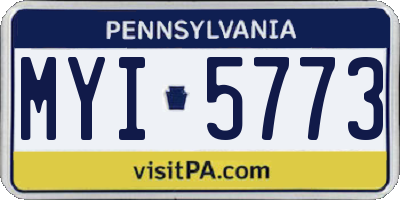 PA license plate MYI5773