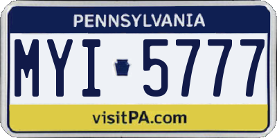 PA license plate MYI5777