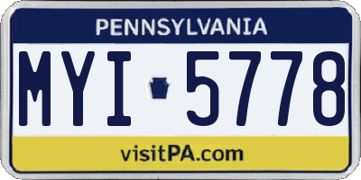 PA license plate MYI5778