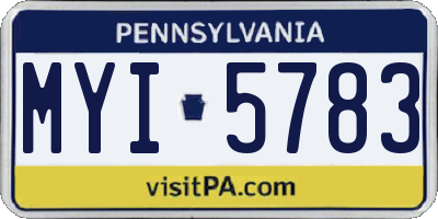 PA license plate MYI5783