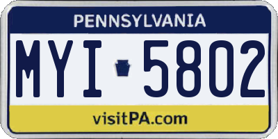 PA license plate MYI5802