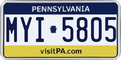 PA license plate MYI5805