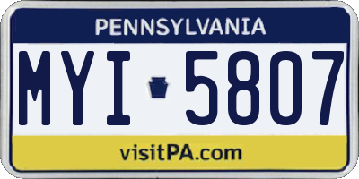 PA license plate MYI5807