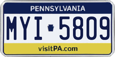 PA license plate MYI5809