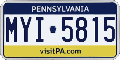 PA license plate MYI5815