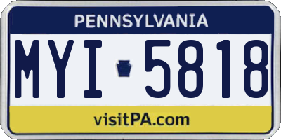 PA license plate MYI5818