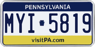 PA license plate MYI5819