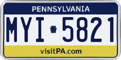 PA license plate MYI5821