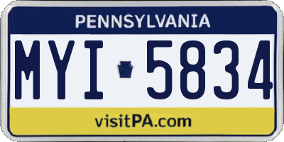 PA license plate MYI5834